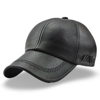 *COMING SOON* winter cap leatherlook - zwart
